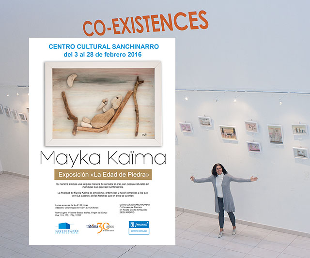 Expo Mayka Kaima explicando su técnica en la exposición de Sanchinarro, 2016